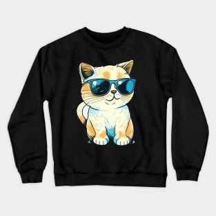 Cute ginger cat wearing sunglasses Crewneck Sweatshirt